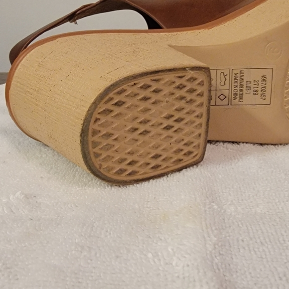 Pierre Dumas Sling Back Wedge Platform Sz 9 Brown Leather - Picture 10 of 12